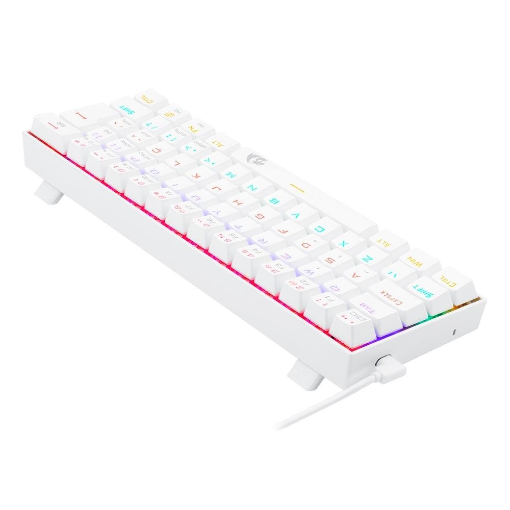 Teclado Mecânico Gamer Redragon Lakshmi Lunar White, Rainbow, Switch Blue, Layout 60%, ABNT2, Branco - K606W-R (PT-BLUE) Teclado Mecânico Gamer Redragon Lakshmi Lunar White, Rainbow, Switch Blue, Layout 60%, ABNT2, Branco - K606W-R (PT-BLUE)