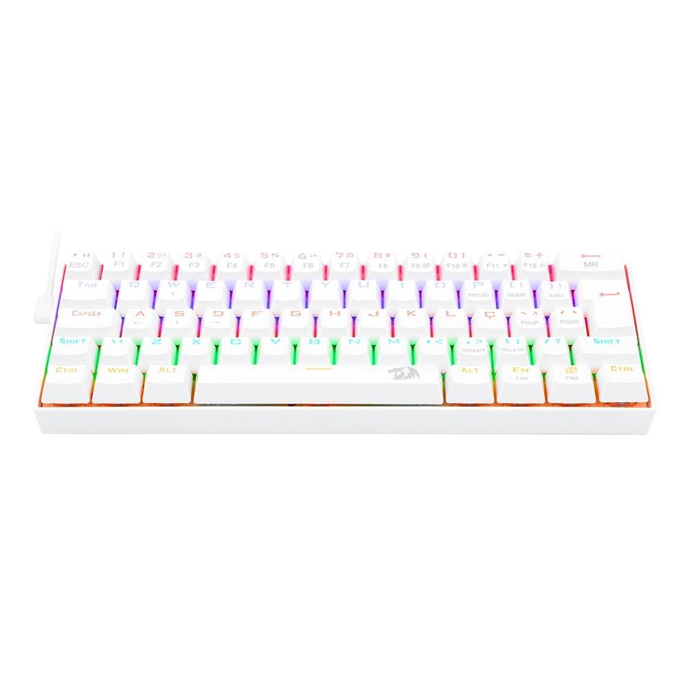 Teclado Mecânico Gamer Redragon Lakshmi Lunar White, Rainbow, Switch Blue, Layout 60%, ABNT2, Branco - K606W-R (PT-BLUE) Teclado Mecânico Gamer Redragon Lakshmi Lunar White, Rainbow, Switch Blue, Layout 60%, ABNT2, Branco - K606W-R (PT-BLUE)
