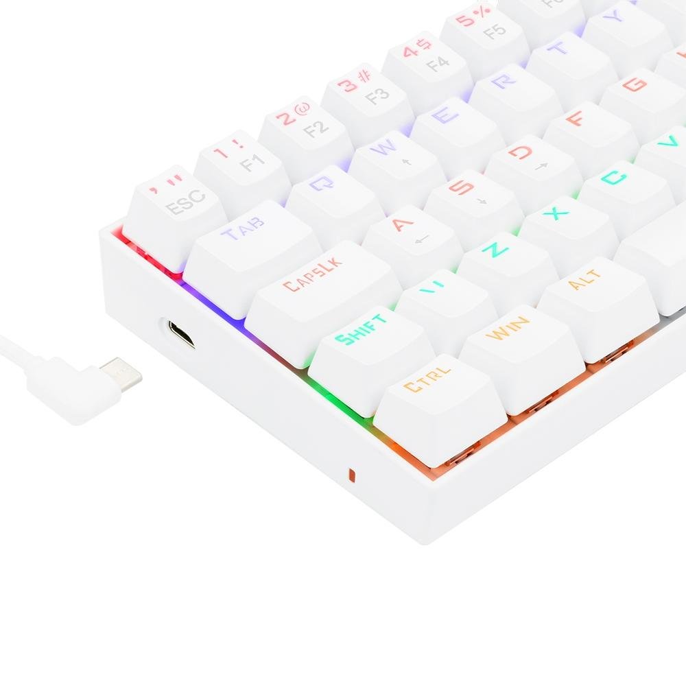 Teclado Mecânico Gamer Redragon Lakshmi Lunar White, Rainbow, Switch Blue, Layout 60%, ABNT2, Branco - K606W-R (PT-BLUE) Teclado Mecânico Gamer Redragon Lakshmi Lunar White, Rainbow, Switch Blue, Layout 60%, ABNT2, Branco - K606W-R (PT-BLUE)