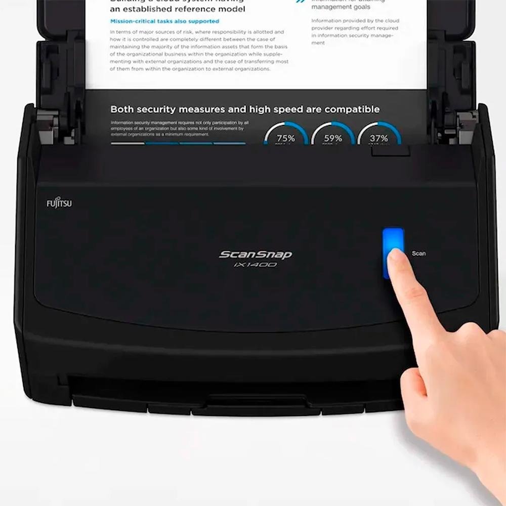 Scanner Fujitsu iX1400, USB, Preto, Duplex, 40ppm A4, Bivolt - CG01000-300001
