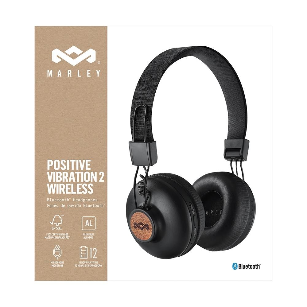 Fone de Ouvido Sem Fio House Of Marley Positive Vibration 2, Bluetooth, Drivers 40mm, Preto - FKAM00000700FGR Fone de Ouvido Sem Fio House Of Marley Positive Vibration 2, Bluetooth, Drivers 40mm, Preto - FKAM00000700FGR