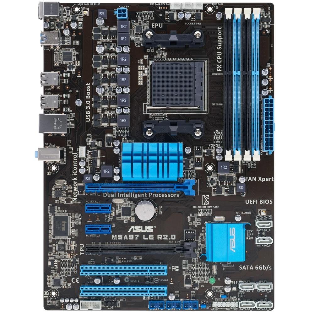 Placa-Mãe ASUS p/ AMD AM3+ ATX M5A97 LE R2.0, 4xDDR3, USB 3.0 Boost, Digi+VRM, Proc 140W, Porta Serial, Saída SPDIF, CrossfireX Placa-Mãe ASUS p/ AMD AM3+ ATX M5A97 LE R2.0, 4xDDR3, USB 3.0 Boost, Digi+VRM, Proc 140W, Porta Serial, Saída SPDIF, CrossfireX