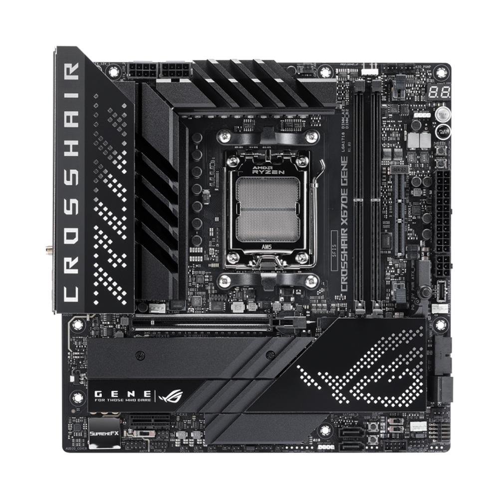 Placa-Mãe ASUS Rog Crosshair X670E Gene, AMD X670, AM5, DDR5, Wi-Fi, Preto - 90MB1B80-M0EAY0 Placa-Mãe ASUS Rog Crosshair X670E Gene, AMD X670, AM5, DDR5, Wi-Fi, Preto - 90MB1B80-M0EAY0