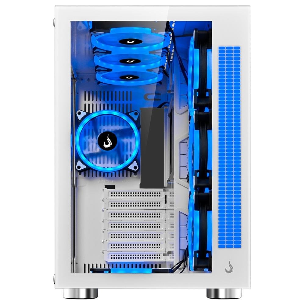 Gabinete Gamer Rise Mode Galaxy Glass Sound, Mid Tower, RGB, LED, Lateral e Frontal em Vidro Temperado, Sem Fans, Branco - RM-GA-GGS-FW