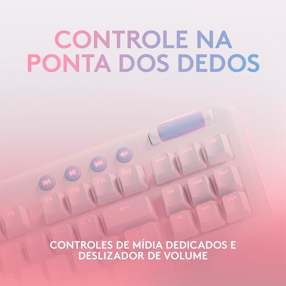 Teclado Mecânico Gamer Logitech G713, Coleção Aurora, Switch GX Red Linear, RGB LIGHTSYNC, Layout ABNT, Apoio para Mãos, Branco - 920-010705