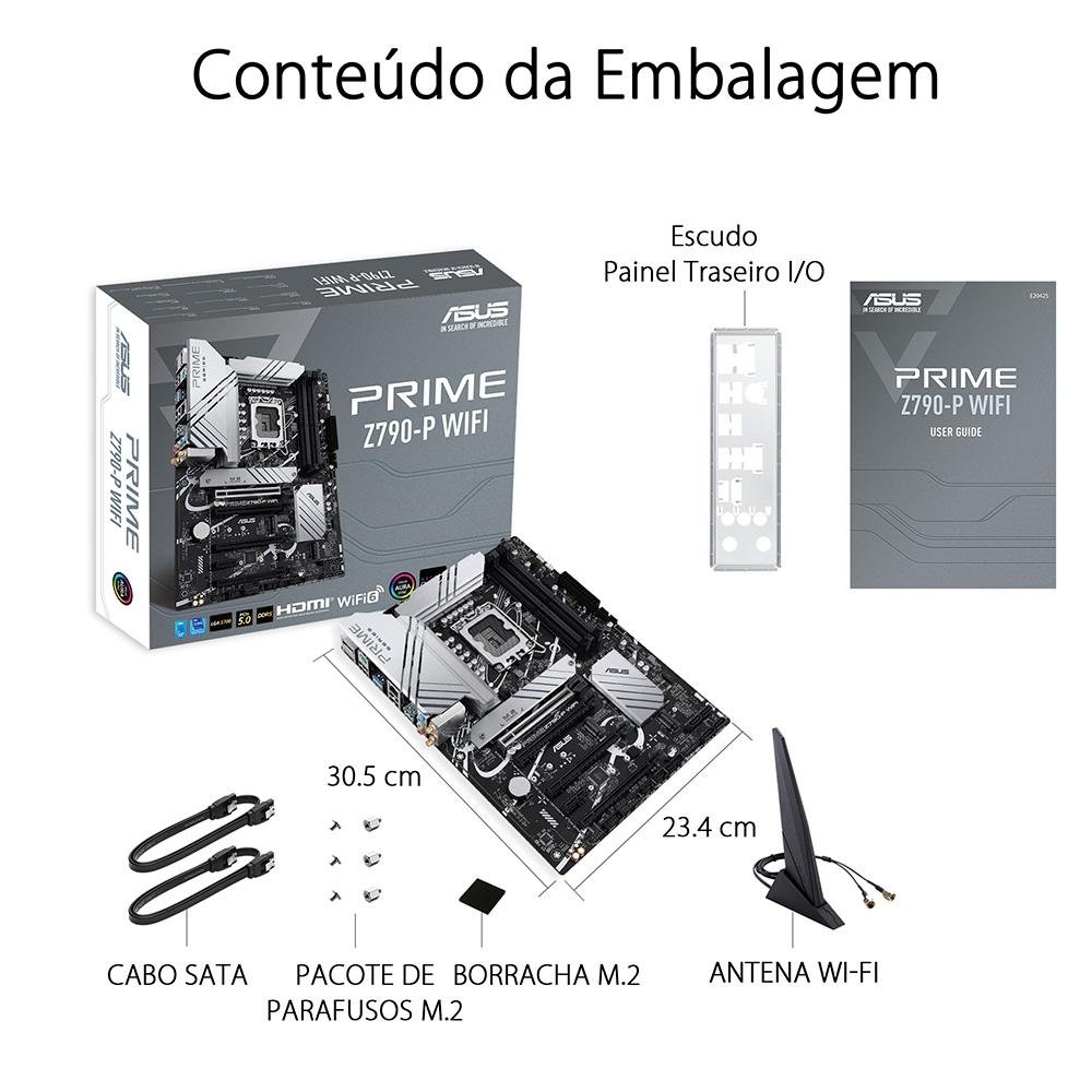 Placa-Mãe ASUS Prime Z790-P Wi-Fi, Intel LGA1700 Z790, ATX, DDR5, Cinza - Prime Z790-P Wi-Fi Placa-Mãe ASUS Prime Z790-P Wi-Fi, Intel LGA1700 Z790, ATX, DDR5, Cinza - Prime Z790-P Wi-Fi