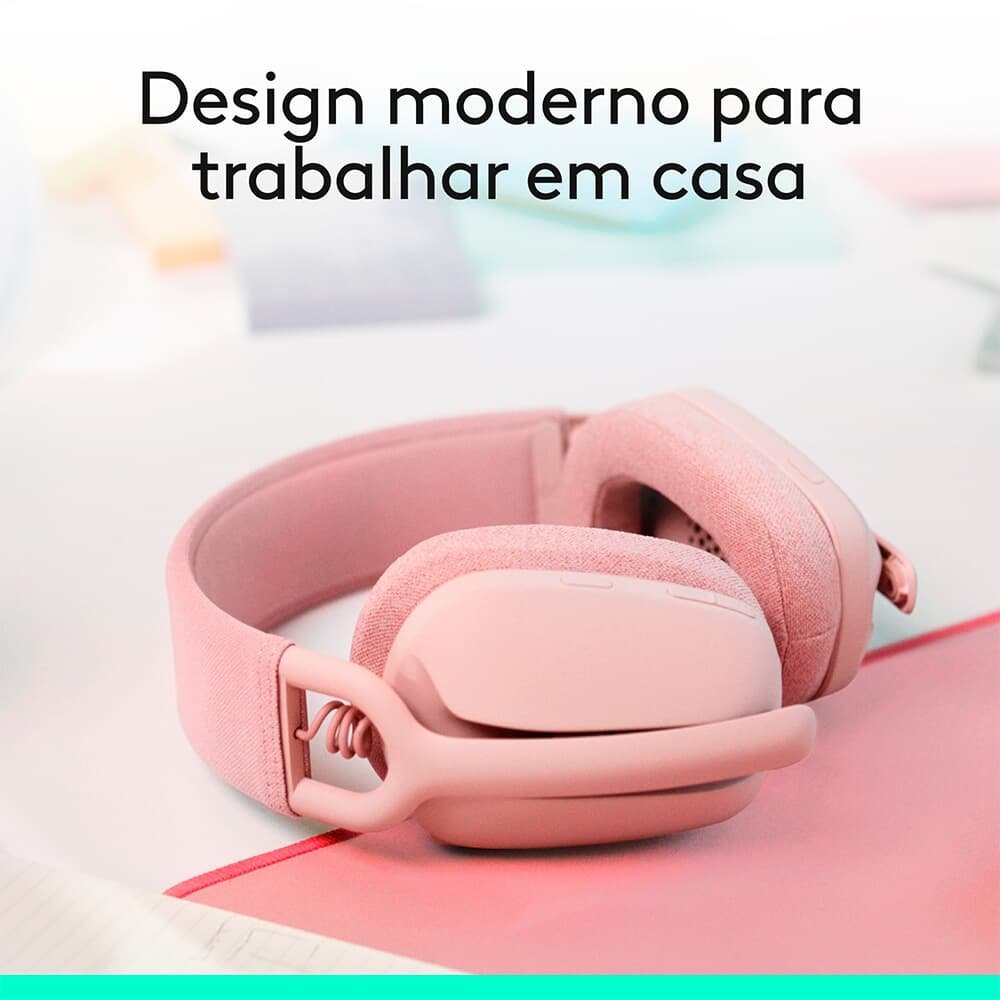 Headset Sem Fio Logitech Zone Vibe 100, Drivers 40 mm, USB, Bluetooth, PC, Mobile, Rosa - 981-001223