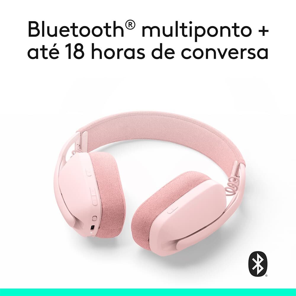 Headset Sem Fio Logitech Zone Vibe 100, Drivers 40 mm, USB, Bluetooth, PC, Mobile, Rosa - 981-001223