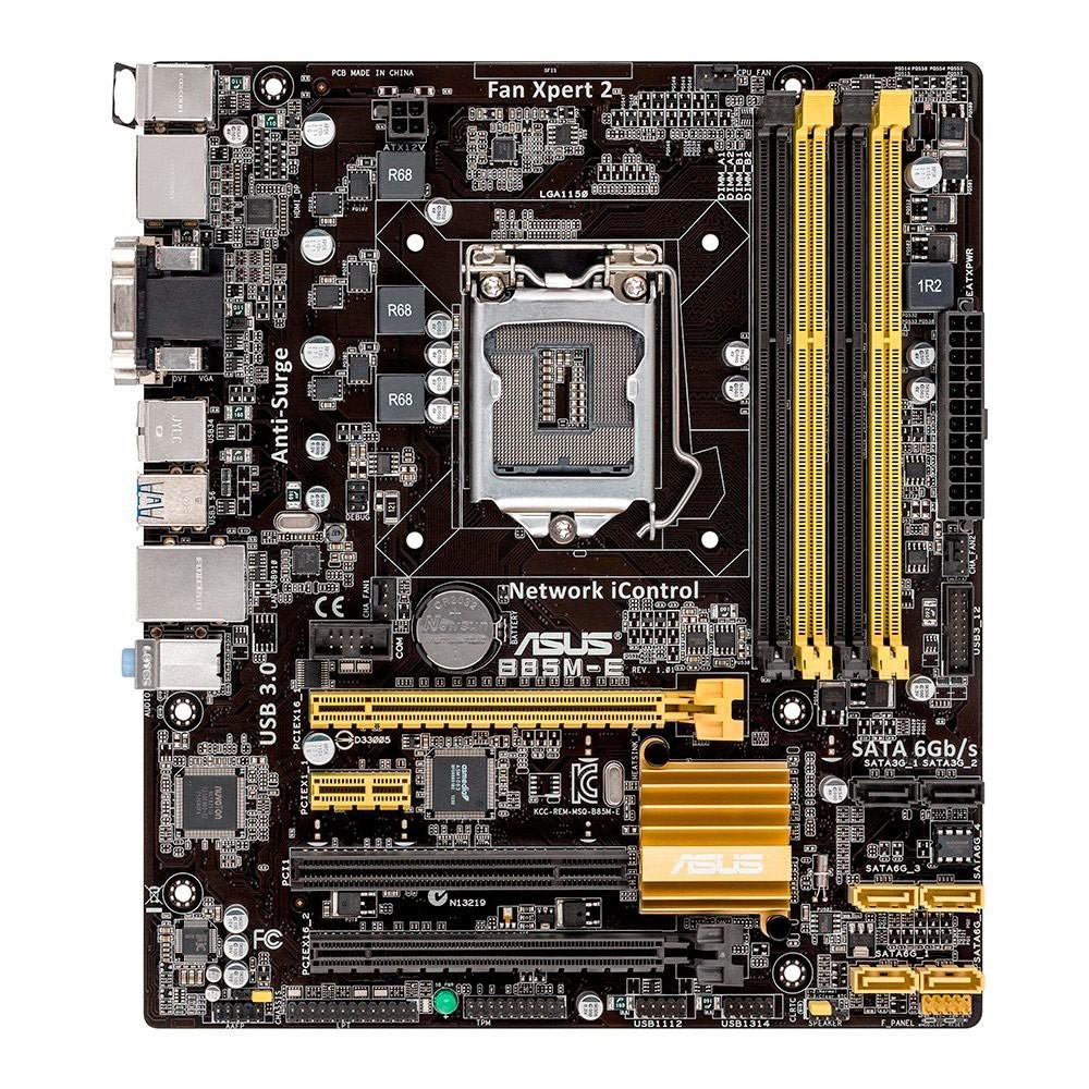 Placa-Mãe ASUS p/ Intel LGA 1150 mATX B85M-E/BR, 4xDDR3 DP/HDMI/DVI/VGA, USB 3.0 Boost, PCIe-X16, CrossfireX, SATA  6GB/s