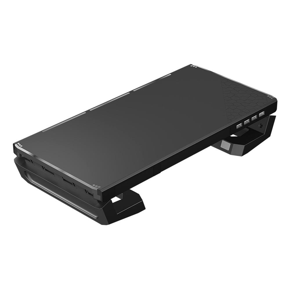 Suporte Base para Monitor C3Tech, Suporta Até 50kg Dobrado e 20kg Aberto, 4 Saídas USB 2.0, Preto - BM-100BK