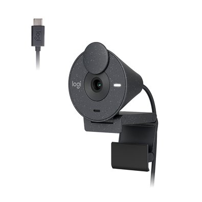 Webcam Logitech Brio 300 Full HD, 1080p, 30 FPS, USB-C, Microfone Integrado, Grafite - 960-001413