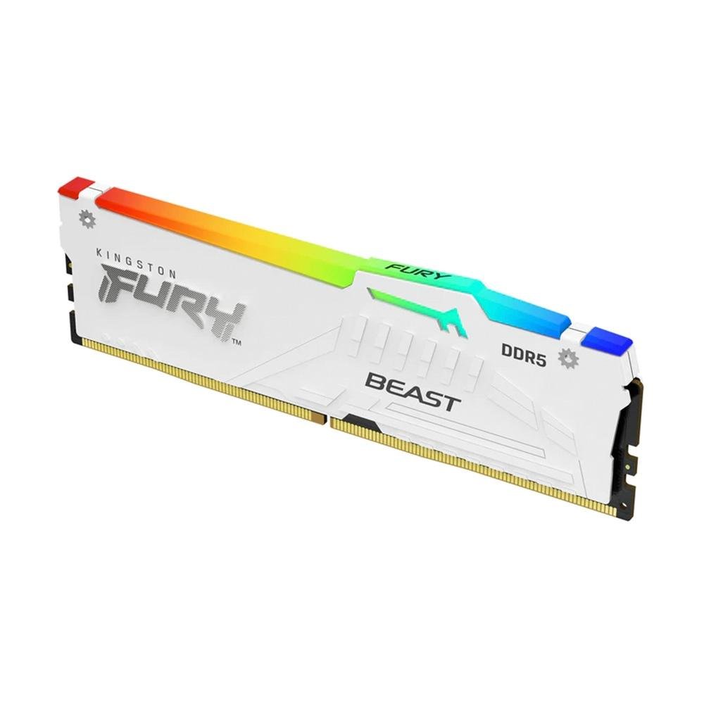 Memória RAM Kingston Fury Beast, RGB, 32GB (2x16GB), 5200MHz, DDR5, CL40, Branco - KF552C40BWAK2-32
