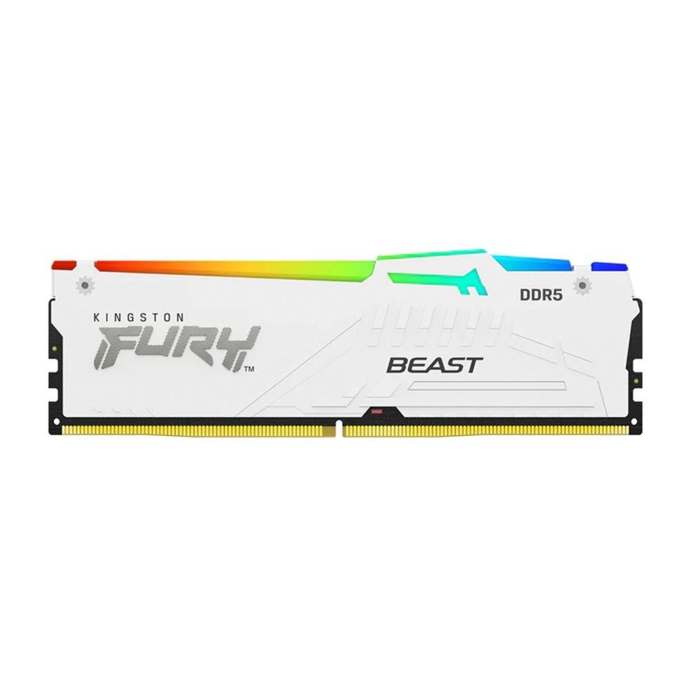 Memória RAM Kingston Fury Beast, RGB, 32GB (2x16GB), 5200MHz, DDR5, CL40, Branco - KF552C40BWAK2-32