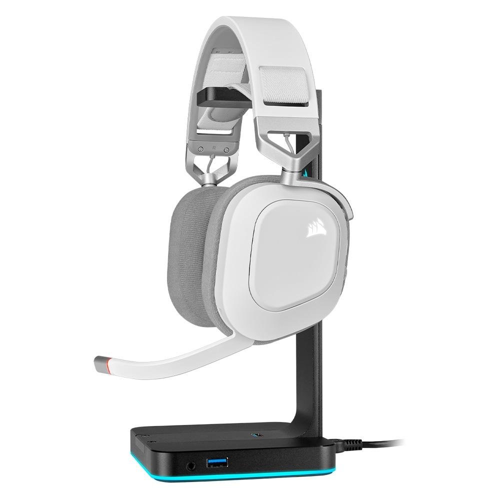 Headset Gamer Sem Fio Corsair HS80 RGB, Dolby Atmos, Drivers 50mm, Wireless, Branco - CA-9011236-NA