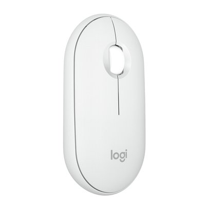 Mouse Sem Fio Logitech Pebble 2 M350s, USB Logi Bolt ou Bluetooth e Pilha Inclusa, com Clique Silencioso, Branco - 910-007047