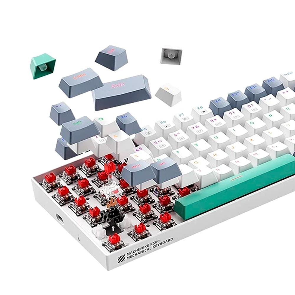 Teclado Mecânico Gamer Machenike K500-B84, RGB, Switch Huano Red, Branco - MAC-K500-B84WR-WW Teclado Mecânico Gamer Machenike K500-B84, RGB, Switch Huano Red, Branco - MAC-K500-B84WR-WW