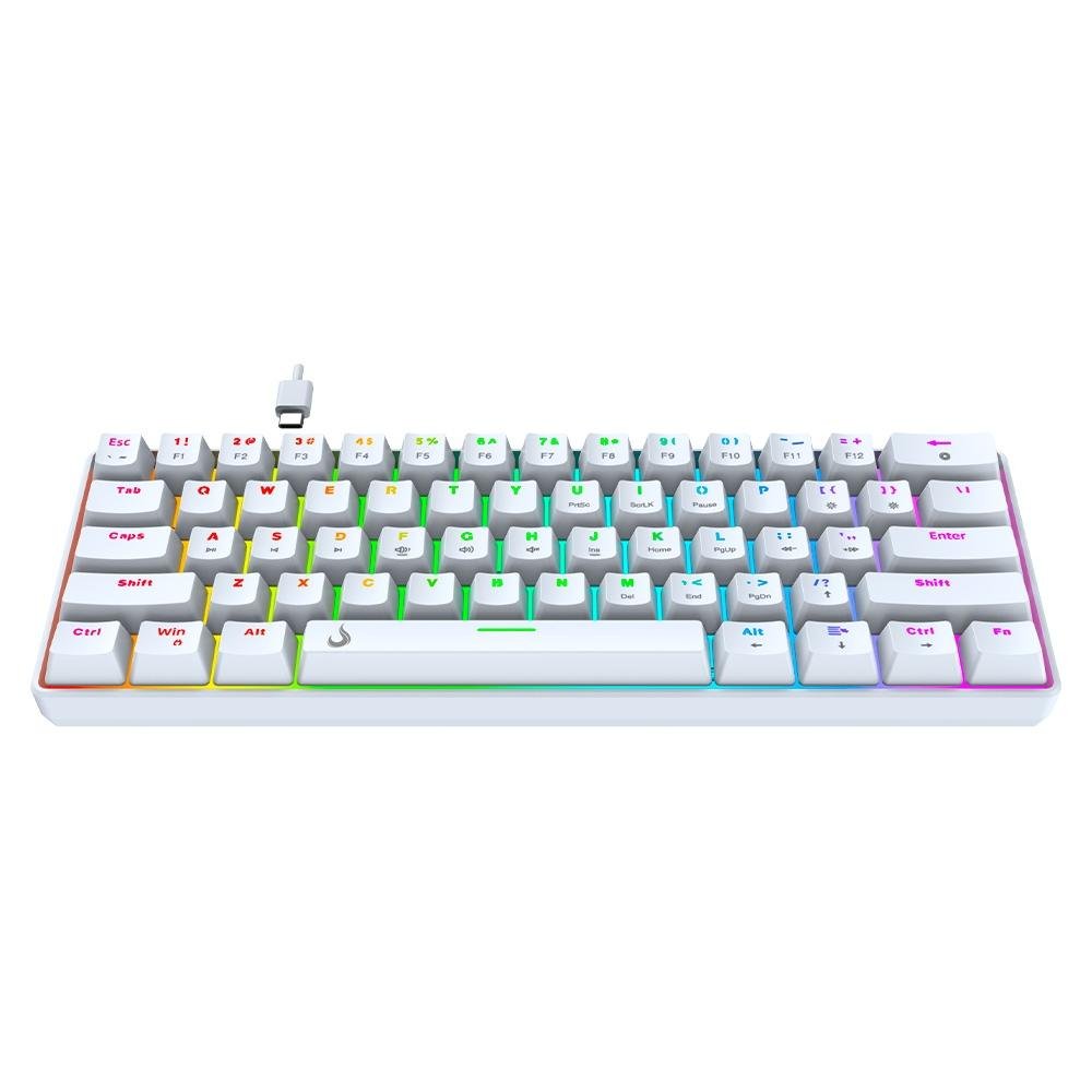 Teclado Mecânico Gamer Rise Mode GM1 White, RGB, Switch Outemu Red - RM-TCM-GM1-WRED