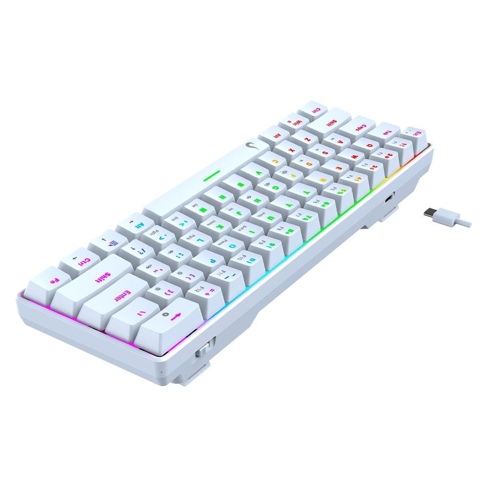 Teclado Mecânico Gamer Rise Mode GM1 White, RGB, Switch Outemu Red - RM-TCM-GM1-WRED