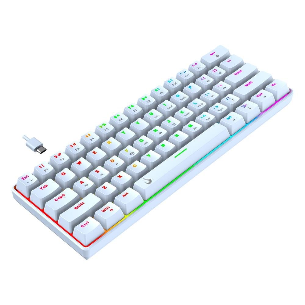 Teclado Mecânico Gamer Rise Mode GM1 White, RGB, Switch Outemu Red - RM-TCM-GM1-WRED