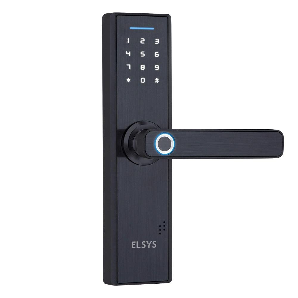Fechadura Eletrônica Digital De Embutir Com Biometria Elsys, Preto - ESF-DE2000B