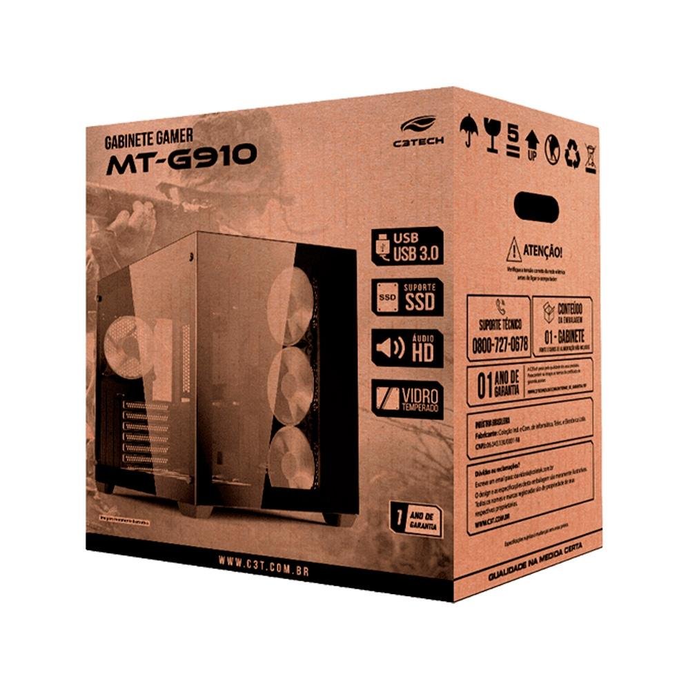 Gabinete Gamer C3Tech Gaming Aquarius MT-G910WH, Mid Tower, ATX, Lateral em Vidro Temperado, Branco - MT-G910WH Gabinete Gamer C3Tech Gaming Aquarius MT-G910WH, Mid Tower, ATX, Lateral em Vidro Temperado, Branco - MT-G910WH
