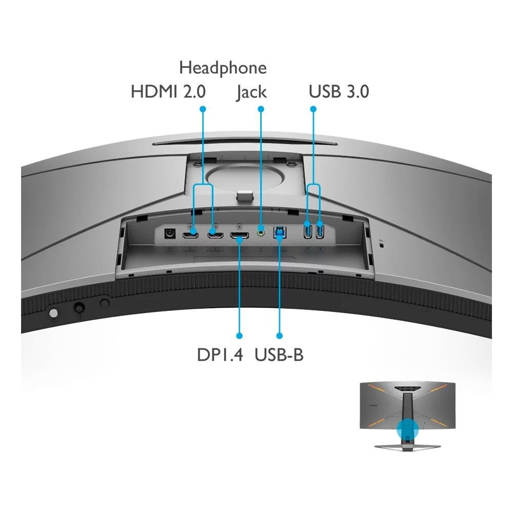 Monitor Gamer Curvo BenQ Mobiuz 34", WQHD, 144Hz, 1ms, FreeSync Pro, HDRi, DisplayPort, HDMI e USB, Altura Ajustável, Som Integrado - EX3410R