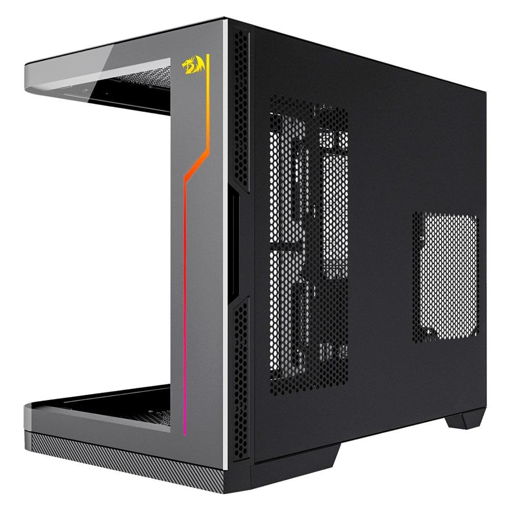 Gabinete Gamer Redragon Wideload Extreme, Mid Tower, ATX, Lateral e Frontal em Vidro Temperado Curvo, Preto - CA-605B