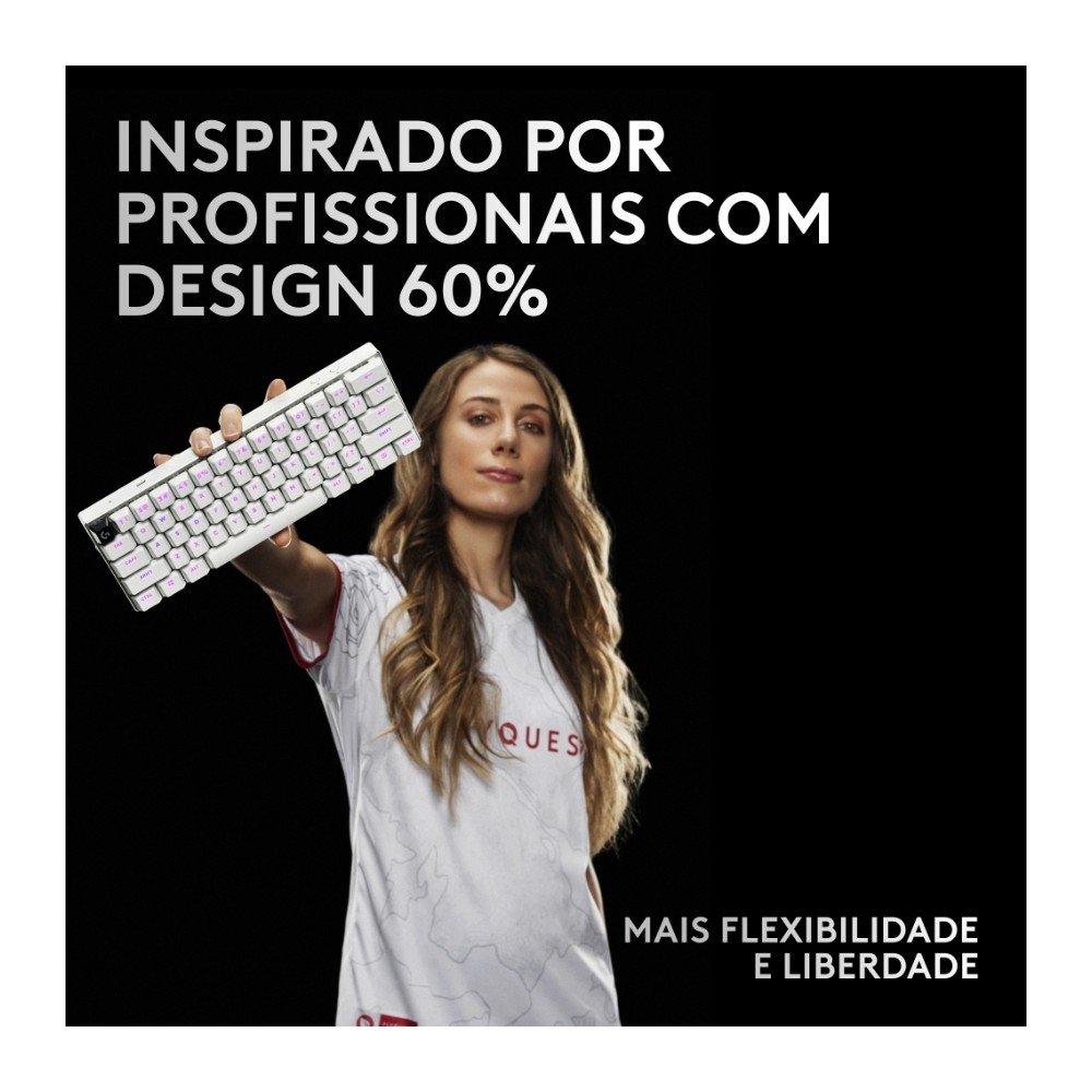Teclado Sem Fio Mecânico Gamer Logitech G PRO X 60 Lightspeed, RGB, Bluetooth, Compatível com Windows, Branco - 920-011921 Teclado Sem Fio Mecânico Gamer Logitech G PRO X 60 Lightspeed, RGB, Bluetooth, Compatível com Windows, Branco - 920-011921