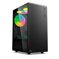 Gabinete Gamer C3-Tech Game MT-G200BK, Mini Tower LED, ATX, Lateral em Vidro Temperado, Com 3 Ventoinhas, Preto - MT-G200BK
