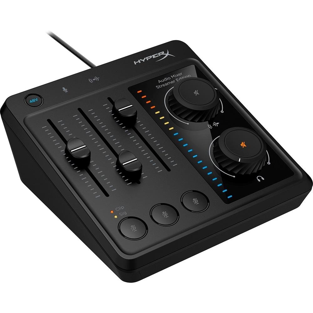 Mixer de Áudio HyperX, 5 Canais, USB-C, Preto - 73C12AA Mixer de Áudio HyperX, 5 Canais, USB-C, Preto - 73C12AA