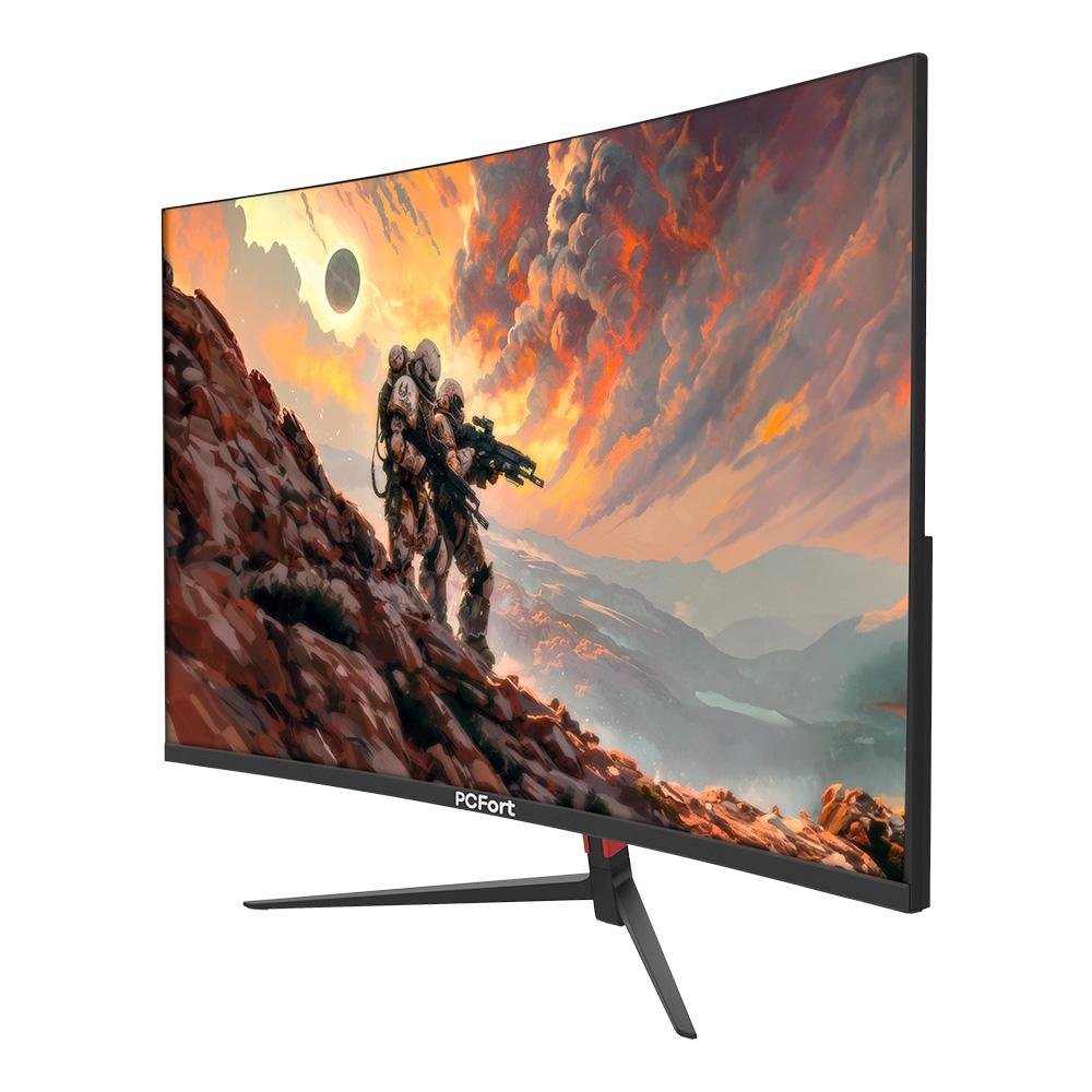 Monitor Gamer Curvo PCFort 27", Full HD, 100Hz, 1ms, HDMI e VGA, Ajuste de Ângulo, Preto - U27F100