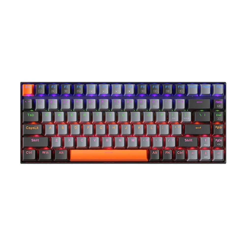 Teclado Mecânico Gamer Machenike K500A-B84, RGB, Switch HUANO RED, 75% TKL, Hot-Swappable, Cinza Escuro e Laranja - K500A-B84 LG HRD EN