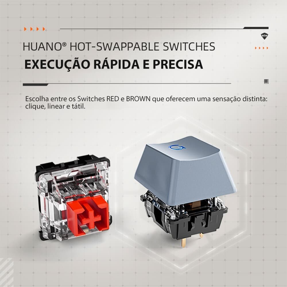 Teclado Mecânico Gamer Machenike K500A-B84, RGB, Switch HUANO RED, 75% TKL, Hot-Swappable, Cinza Escuro e Laranja - K500A-B84 LG HRD EN