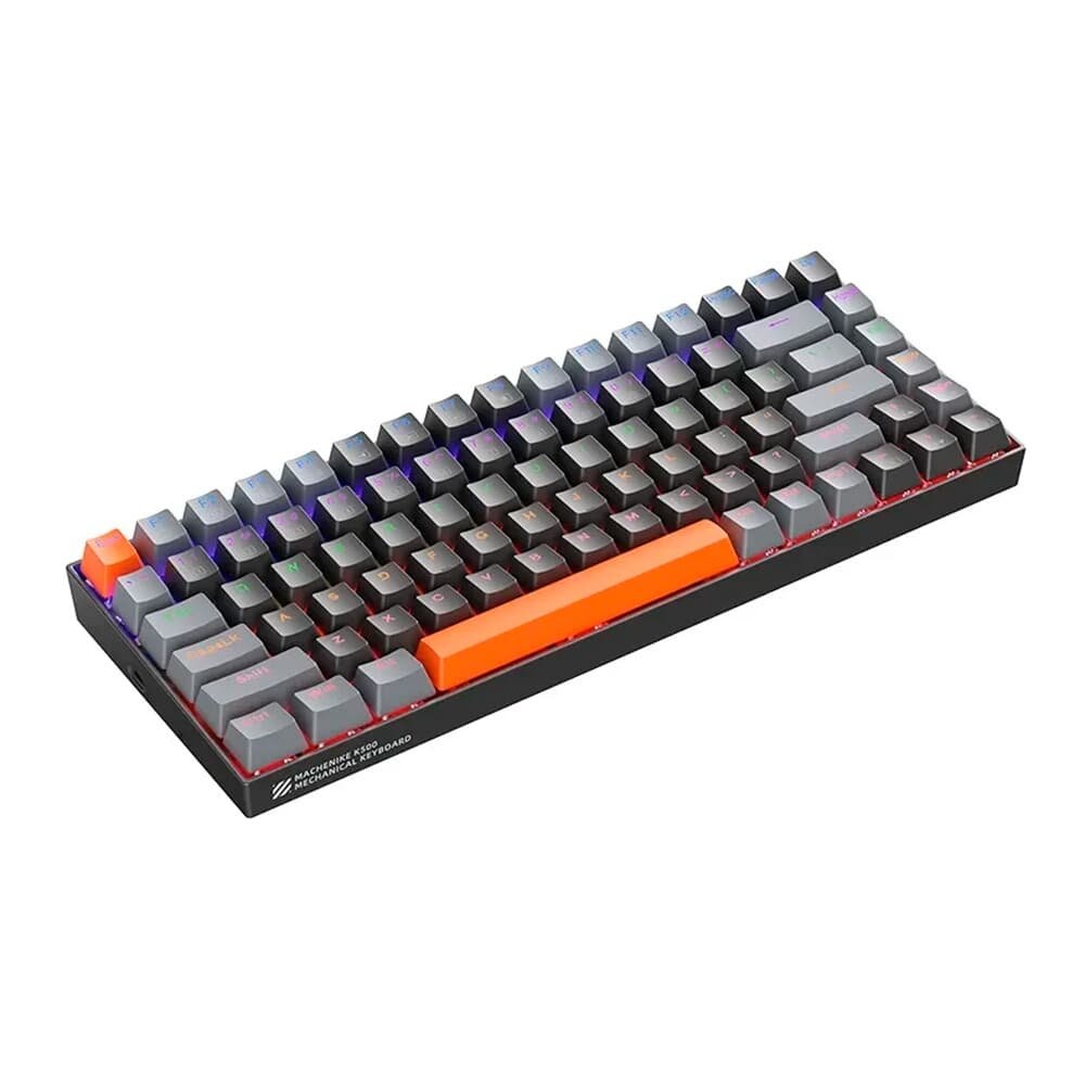 Teclado Mecânico Gamer Machenike K500A-B84, RGB, Switch HUANO RED, 75% TKL, Hot-Swappable, Cinza Escuro e Laranja - K500A-B84 LG HRD EN