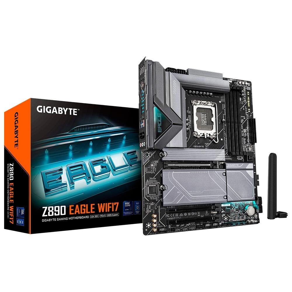 Placa-Mãe Gigabyte Z890 EAGLE WIFI7, Intel, ATX, DDR5, RGB, Wi-Fi 7, Bluetooth, Preto - Z890 EAGLE WIFI7