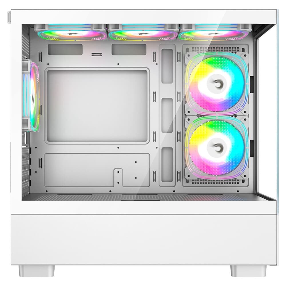 Gabinete Gamer Rise Mode Crystal Glass 03, Mid Tower, Lateral e Frontal em vidro, Sem FANs, Branco - RM-CA-CY-03-FW