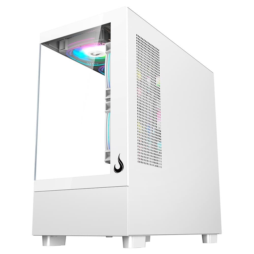 Gabinete Gamer Rise Mode Crystal Glass 03, Mid Tower, Lateral e Frontal em vidro, Sem FANs, Branco - RM-CA-CY-03-FW