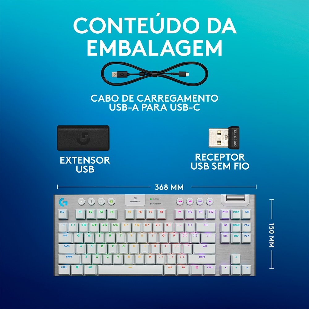 Teclado Mecânico Gamer Logitech G915 TKL | KaBuM!
