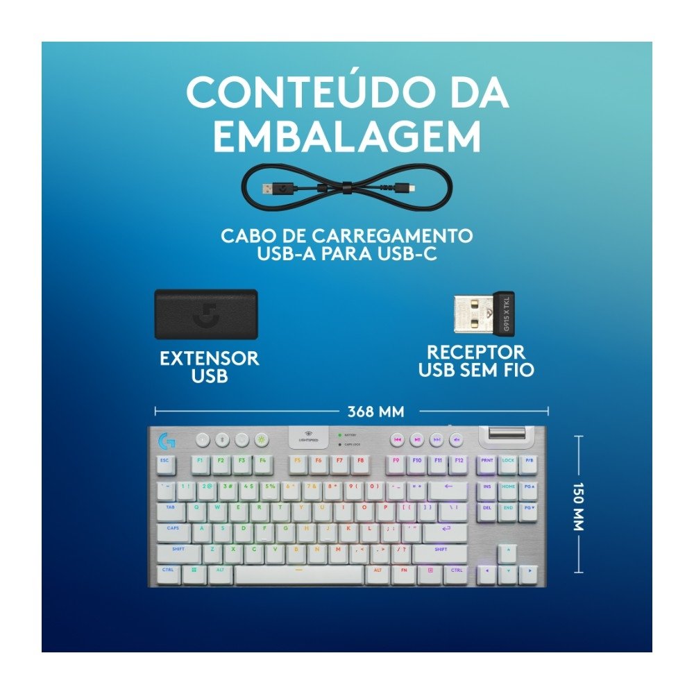 Teclado Logitech G915 X Lightspeed TKL | KaBuM!