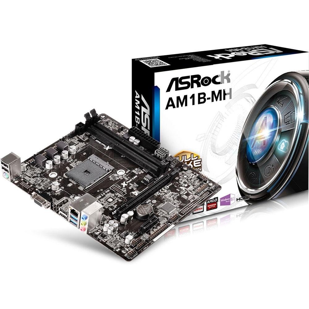 Placa-Mãe ASRock AM1B-MH, AMD AM1, mATX, DDR3, Preto Placa-Mãe ASRock AM1B-MH, AMD AM1, mATX, DDR3, Preto