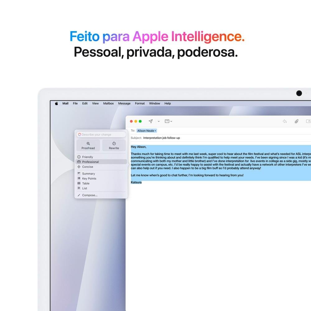 iMac Apple Tela Retina 24" 4.5K, Chip M4, CPU 10 Núcleos, GPU 10 Núcleos, Neural Engine de 16 Núcleos, 16GB RAM, 256GB SSD, Prata - MWUU3BZ/A