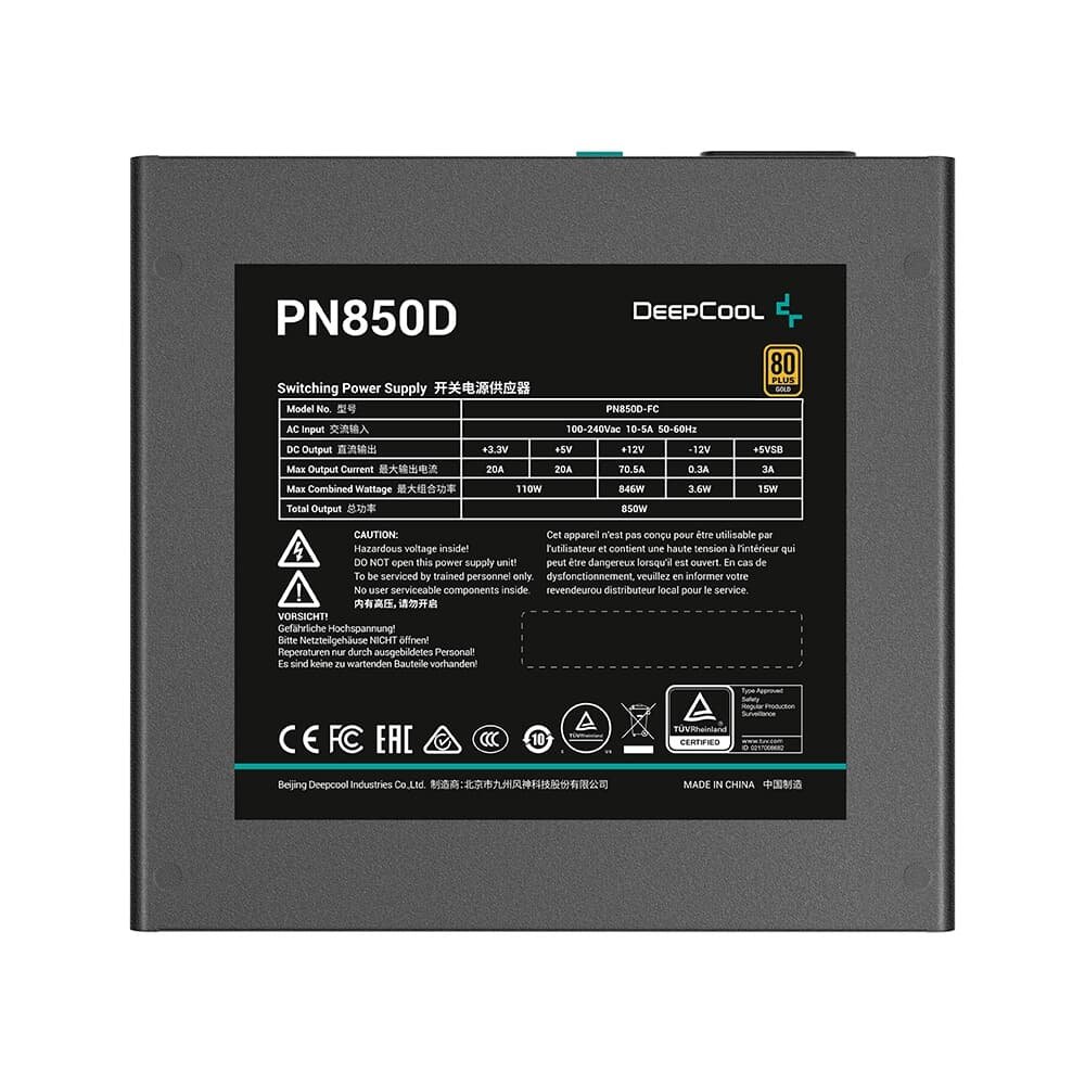 Fonte Gamer Deepcool Pn850D, 850w, 80 Plus Gold, Sem Cabo, Preto - R-PN850D-FC0B-WO-V2