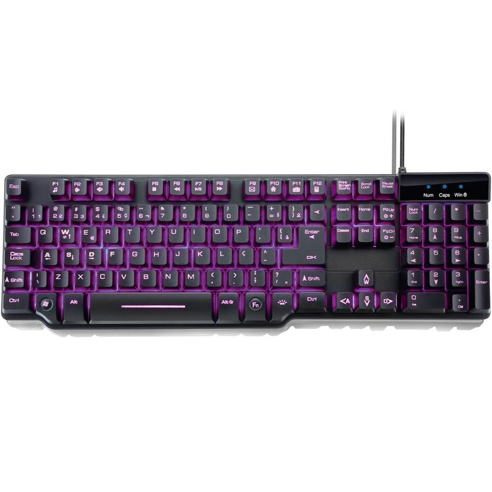 Teclado Semi Mecânico Gamer Warrior LED, ABNT2, Preto - TC196