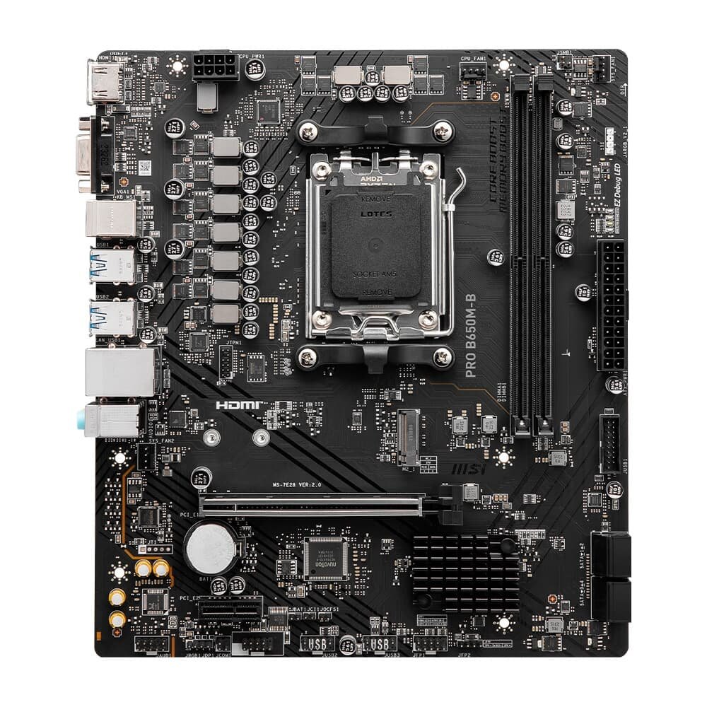 Placa Mãe MSI PRO B650M-B, AMD AM5, mATX, DDR5, Preto - PRO B650M-B Placa Mãe MSI PRO B650M-B, AMD AM5, mATX, DDR5, Preto - PRO B650M-B