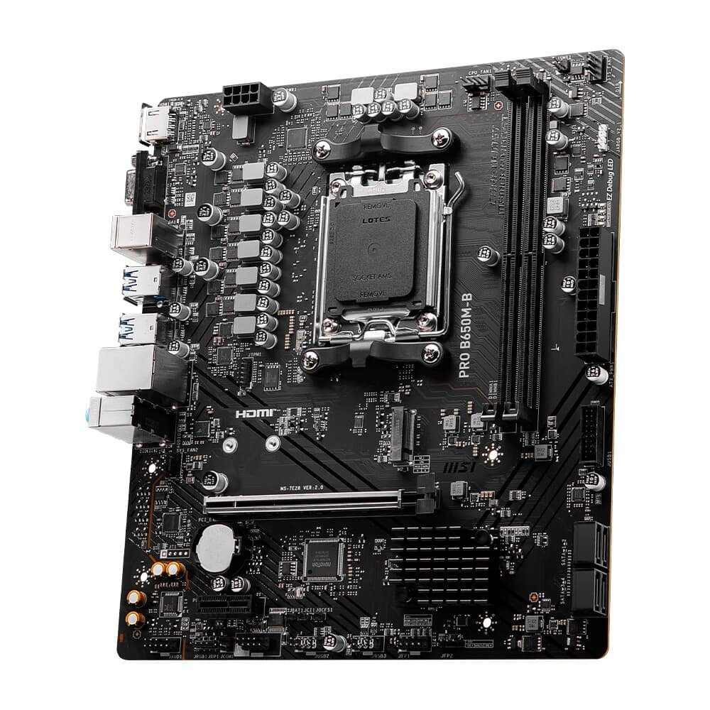 Placa Mãe MSI PRO B650M-B, AMD AM5, mATX, DDR5, Preto - PRO B650M-B Placa Mãe MSI PRO B650M-B, AMD AM5, mATX, DDR5, Preto - PRO B650M-B