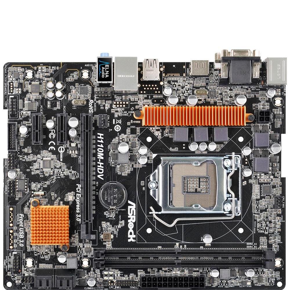 Placa-Mãe ASRock p/ Intel LGA 1151 mATX H110M-HDV D-Sub, DVI-D, HDMI, 4 x USB 3.0 Placa-Mãe ASRock p/ Intel LGA 1151 mATX H110M-HDV D-Sub, DVI-D, HDMI, 4 x USB 3.0