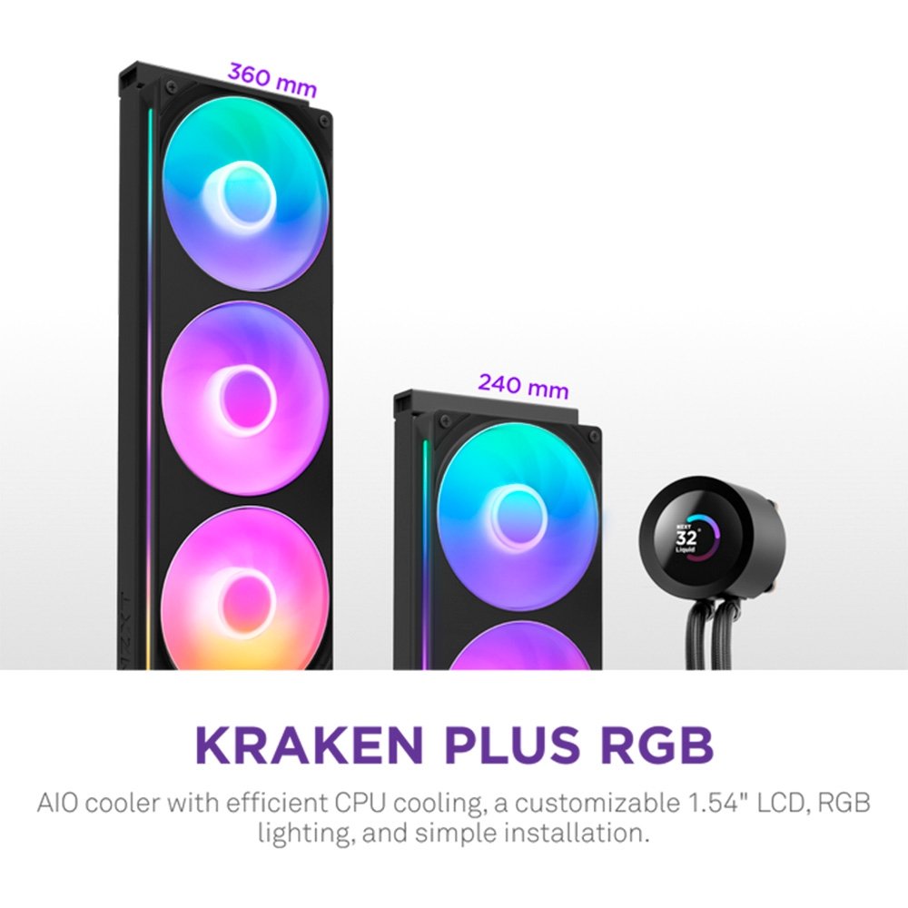 Water Cooler NZXT Kraken Plus RGB 360mm | KaBuM!