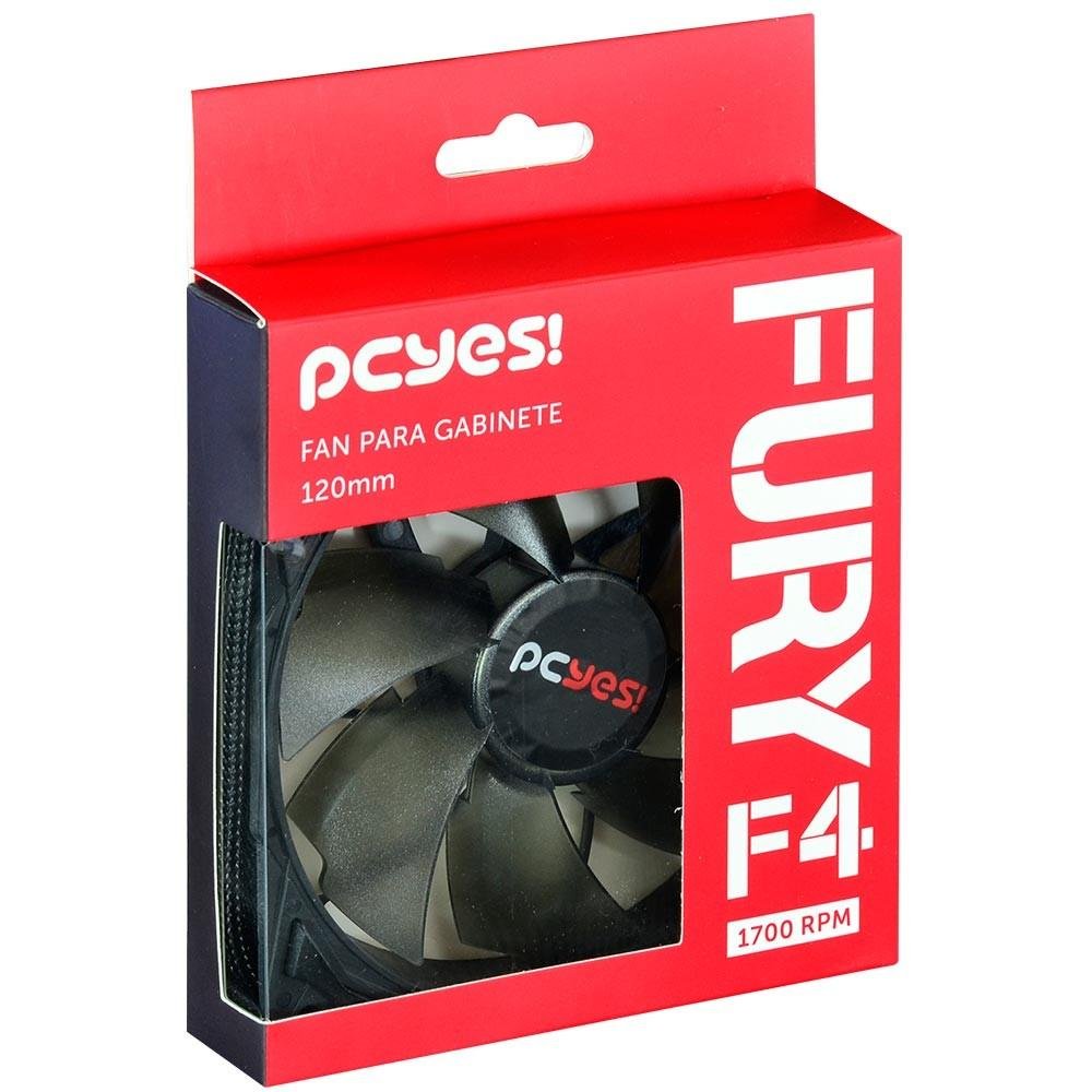 Cooler FAN PCYES Fury F4 Preto 120mm sem LED – F4120PT Cooler FAN PCYES Fury F4 Preto 120mm sem LED – F4120PT