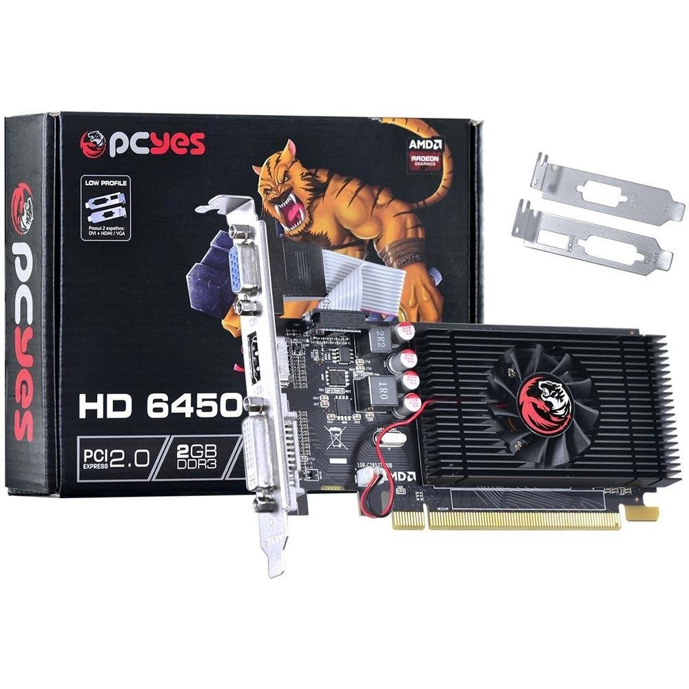Placa de Vídeo VGA AMD PcYes RADEON HD 6450 2GB DDR3 64Bits Low Profile (LP Kit Incluso) PS64506402D3LP Placa de Vídeo VGA AMD PcYes RADEON HD 6450 2GB DDR3 64Bits Low Profile (LP Kit Incluso) PS64506402D3LP