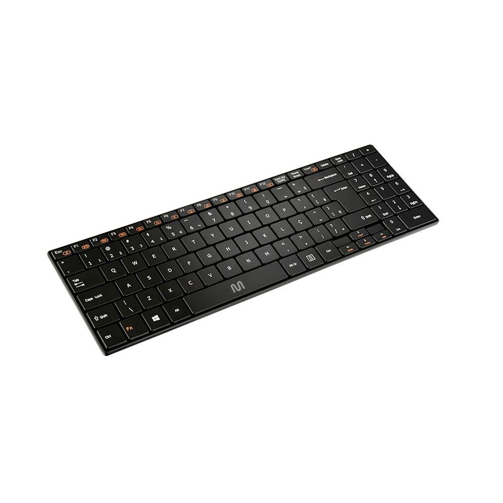Teclado e Mouse Sem Fio Multi Multimídia Slim 2.4Ghz ABNT2 Preto - TC202